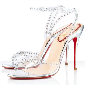 Christian Louboutin Icone A Clous 100mm Sandals Silver