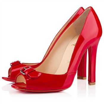 Christian Louboutin Openbelt 100mm Peep Toe Pumps Red